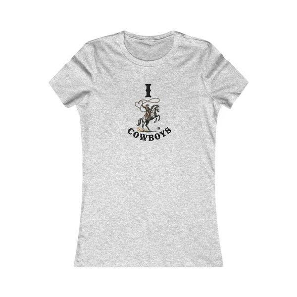 Athletic heather gray crew-neck graphic tee with cowboy rider and 'cowboys' print