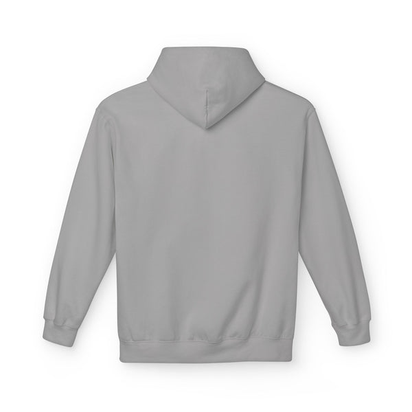 Light gray western hoodie with back view, hood, and kangaroo pocket