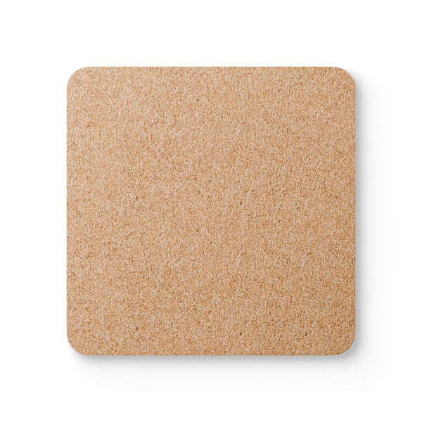 Square cork coaster back, natural cork texture