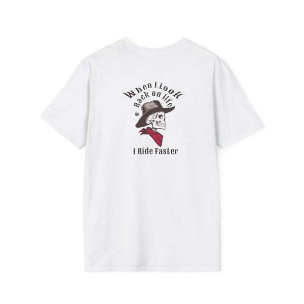 "Grim Rider looking back" BACK DESIGN  - Softstyle western wear T-Shirt