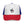 White and red trucker hat with blue mesh sides and Restore West horse graphic