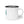 Enamel camp mug with white body, black rim, partial green emblem, and right handle.