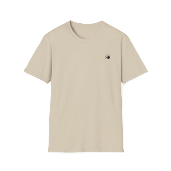 Sand western graphic T-shirt with small chest “AR” logo