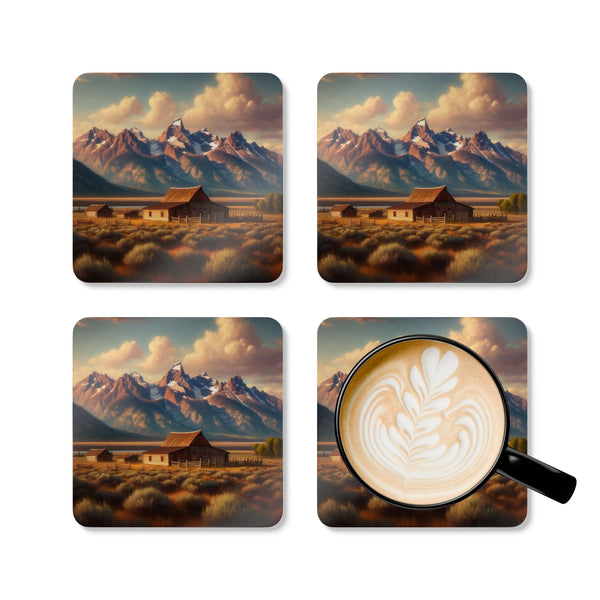 Teton Pioneer Homestead Coaster Set, multi-image lifestyle collage