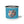 Enamel camp mug with black rim, blue body, fluffy chicken feather graphic