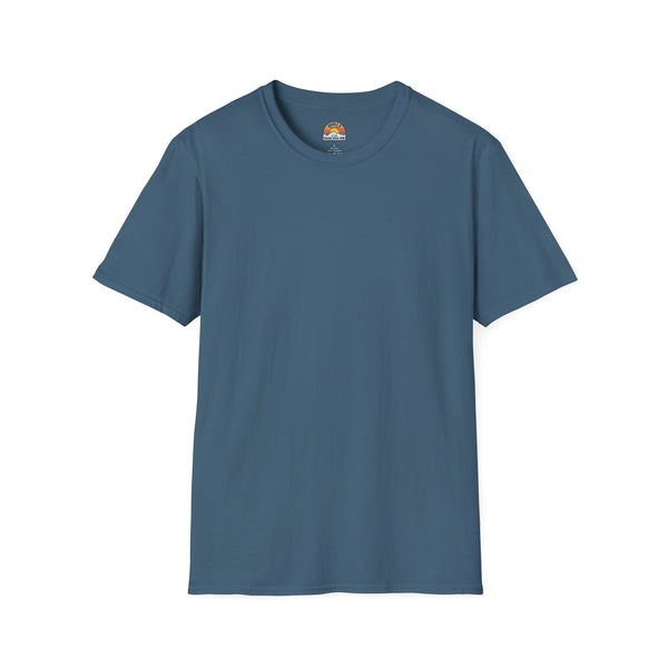 Indigo-blue heavy cotton western tee with small chest logo at neckline