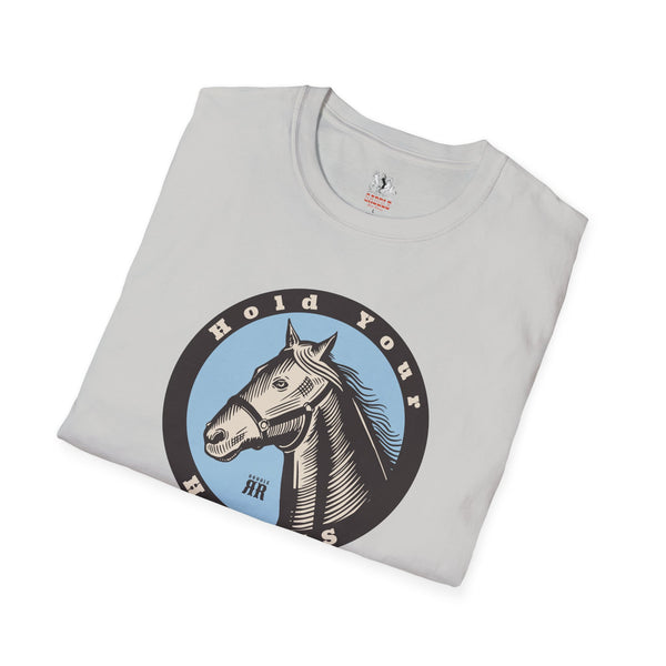 Women’s western T-shirt in light grey with round horse logo