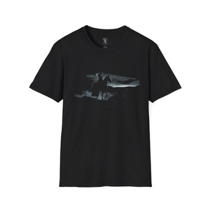 Black crewneck western graphic T-shirt with horse rider front print