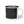 Black enamel camp mug with rooster graphic and blue logo on side, black rim