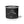 Black enamel camp mug with white base, black rim, bucking bull illustration.