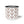 Enamel camp mug with black rim, white sides, repeating brown horseshoe pattern