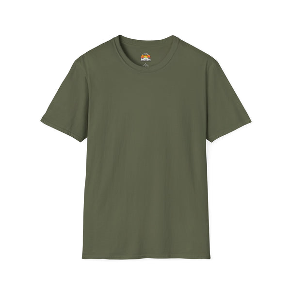 Military green heavy cotton western tee with small chest logo at neckline