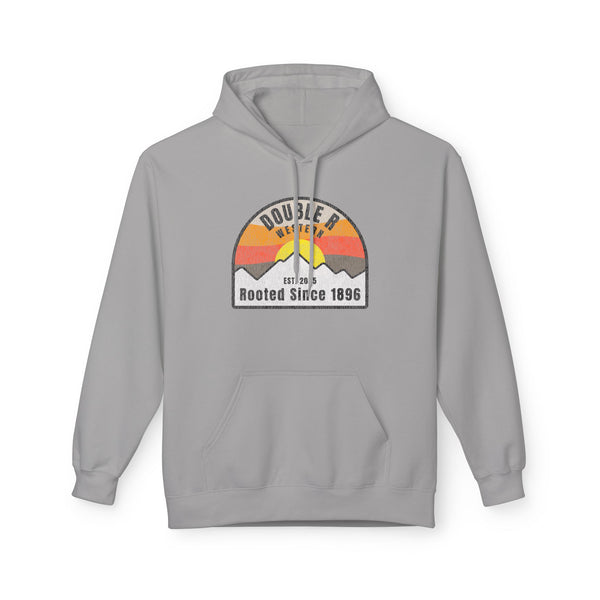 Light gray western hoodie with front chest graphic logo and kangaroo pocket