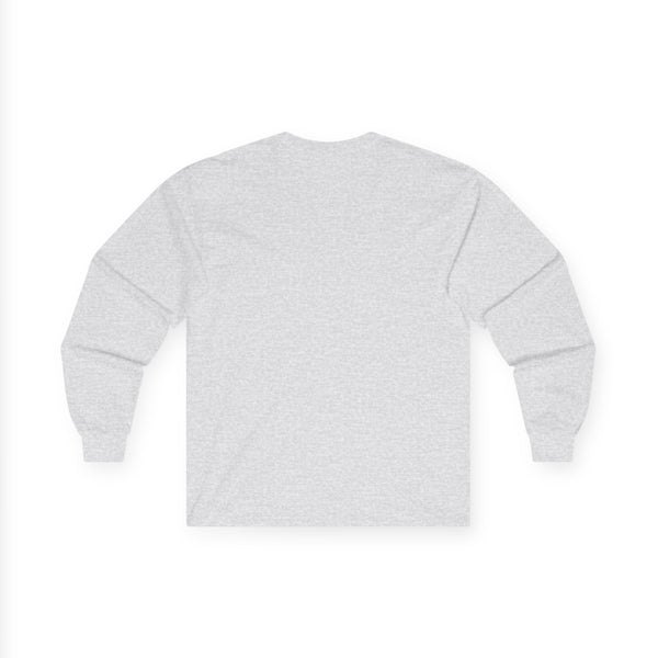 Sport grey long-sleeve T-shirt, plain back view.