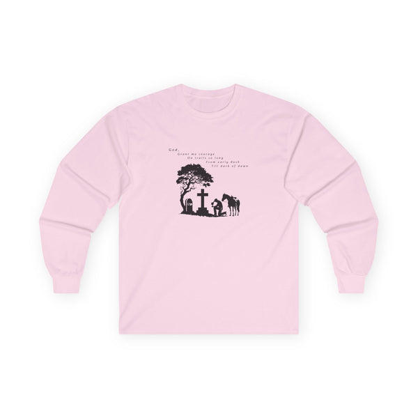 "Courage at Dusk" - Double R Western's -  Long Sleeve Woman's T-Shirt