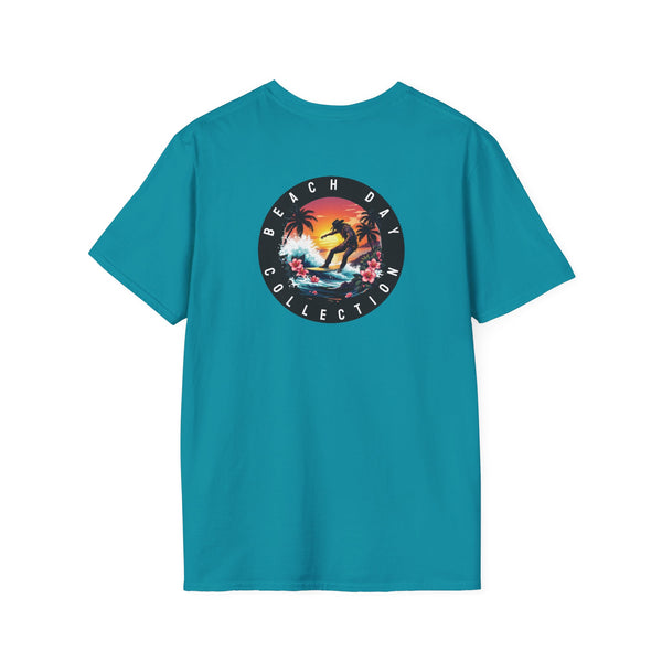 Island Cowboy Adventure Western Wear Graphic T-Shirt in Tropical Blue, back graphic view