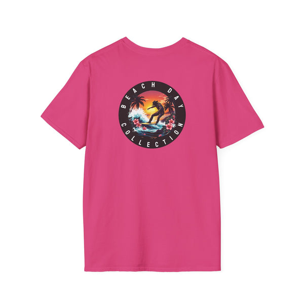 Island Cowboy Adventure Western Wear Graphic T-Shirt in Heliconia, back graphic view