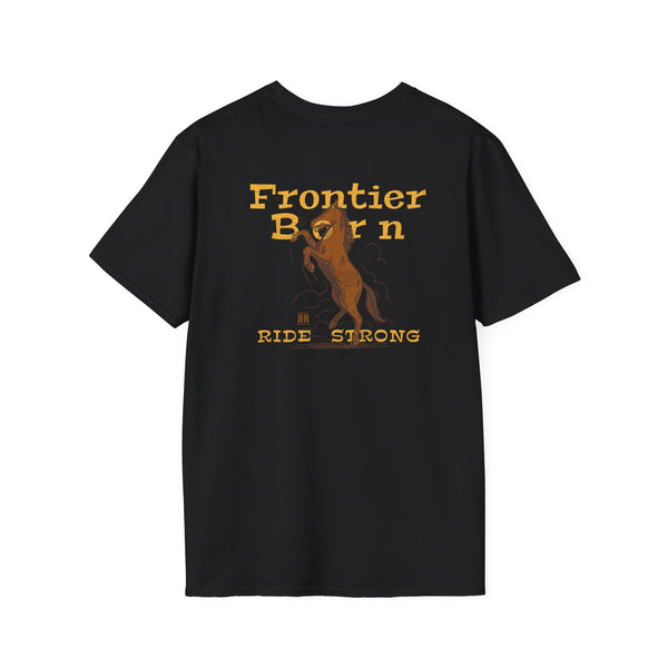 Black western graphic tee with rider graphic and "Ride Strong" text
