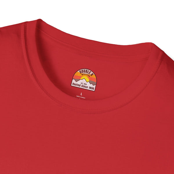 Red crew-neck heavy cotton T-shirt with Double R Westerns™ chest graphic
