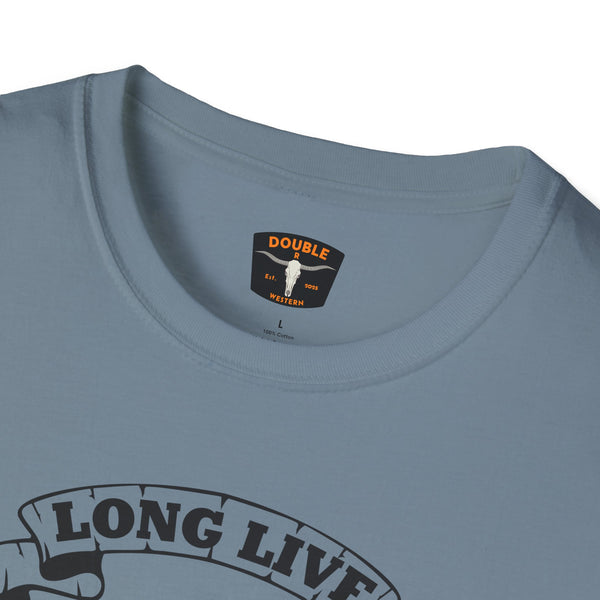 Light blue crewneck T-shirt with Double Western logo at neckline