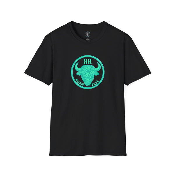 Roam Free Western Wear Bison Badge Tee in Black, front view
