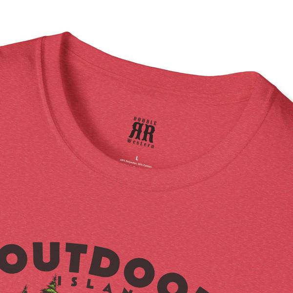 Heather red crew-neck T-shirt with Double R Western logo on neckline back