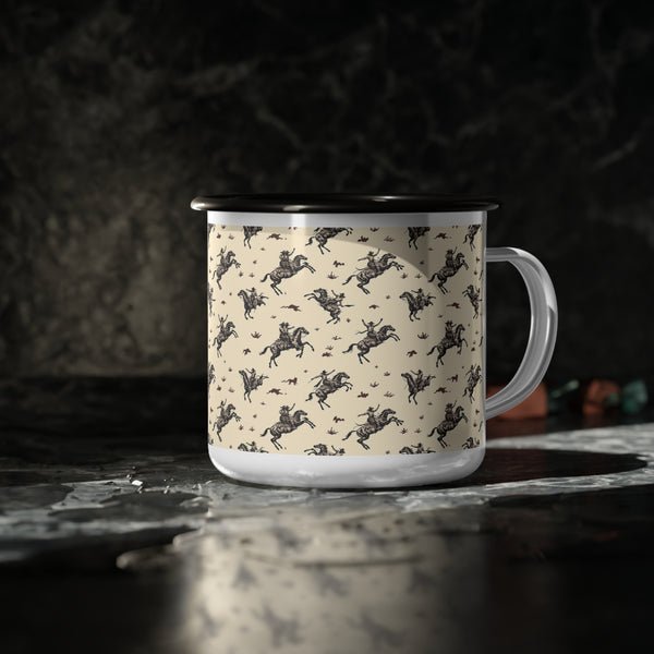 Wild West Bucking Bronco Enamel Camp Mug- Perfect for Camping & Outdoor Adventures