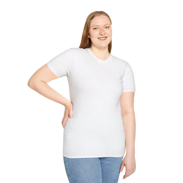 White crewneck T-shirt with short sleeves, straight hem, plain front.
