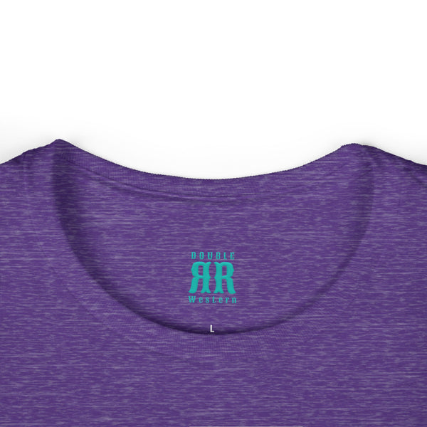 Double R Western Mom’s Make Their Own Luck t-shirt, heather purple, collar detail, neckline stitching