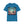 Blue T-shirt with western sci-fi graphic featuring cowboys, aliens, and fireworks