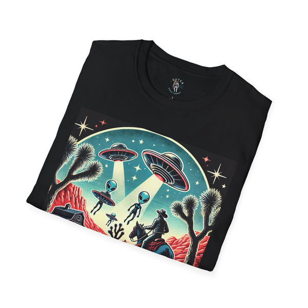 Black western t-shirt with large desert space graphic