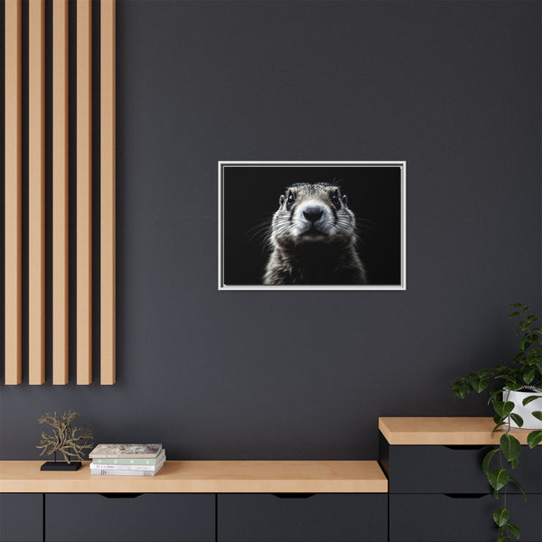 Small framed prairie dog canvas art with a centered close-up portrait