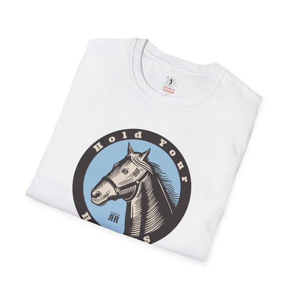 Women’s western T-shirt in white with round horse logo