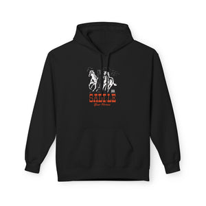 Black western wear hoodie with horse graphic logo on the chest and front kangaroo pocket