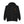 Black unisex full-zip hoodie with drawstring hood and small left chest logo