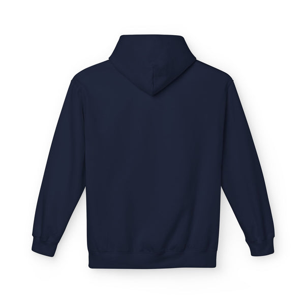 Navy pullover hoodie with hood and long sleeves