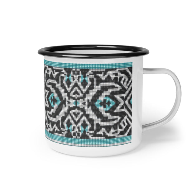 "Tribal Echoes" Enamel Camp Mug - Perfect for Camping & Outdoor Adventures