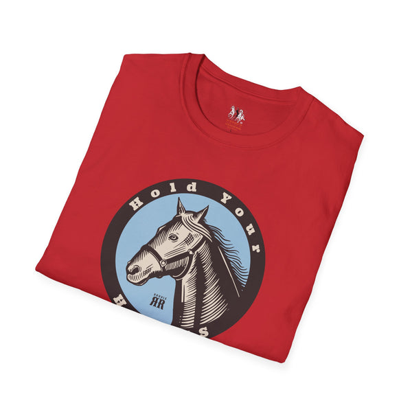 Women’s western T-shirt in red with round horse logo