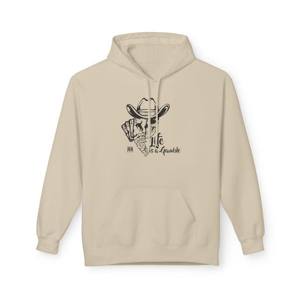 Cream western wear hoodie with kangaroo pocket and cowboy graphic on chest