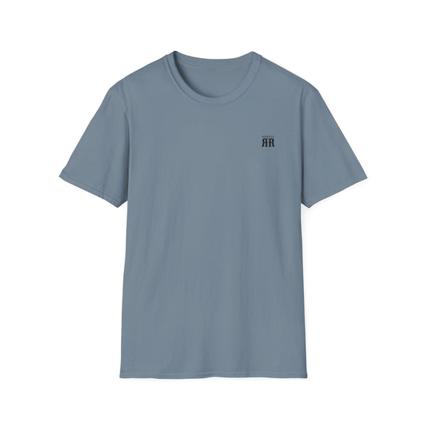 Stone blue western graphic T-shirt with small chest “AR” logo