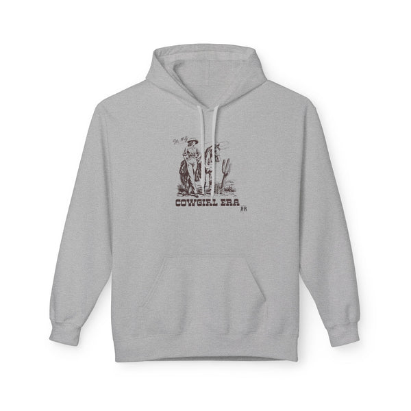 Sport grey western hoodie with cowboy graphic, hood and kangaroo pocket