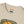 Beige crewneck T-shirt neckline with small logo patch label and partial print