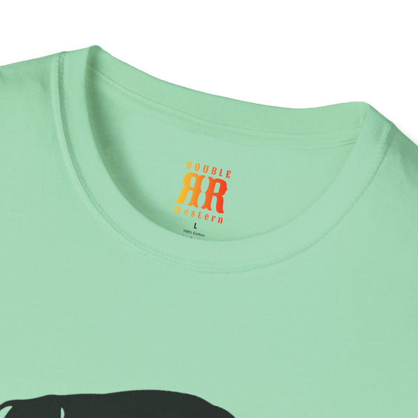 Mint crew-neck T-shirt with Double R Western tag at neckline