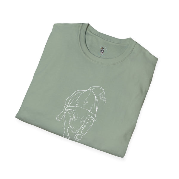 Spirit Line Bull Unbreakable Charge Western Wear Graphic T-Shirt in Sage, folded view