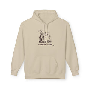 Sand beige western hoodie with cowboy graphic, hood and kangaroo pocket