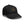 Black dad hat angled view with rectangular leather patch and curved brim stitching
