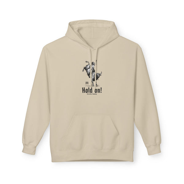 Sand cowboy western hoodie with kangaroo pocket and central cowboy graphic
