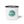 Enamel camp mug with green star graphic, white body, and black rim.