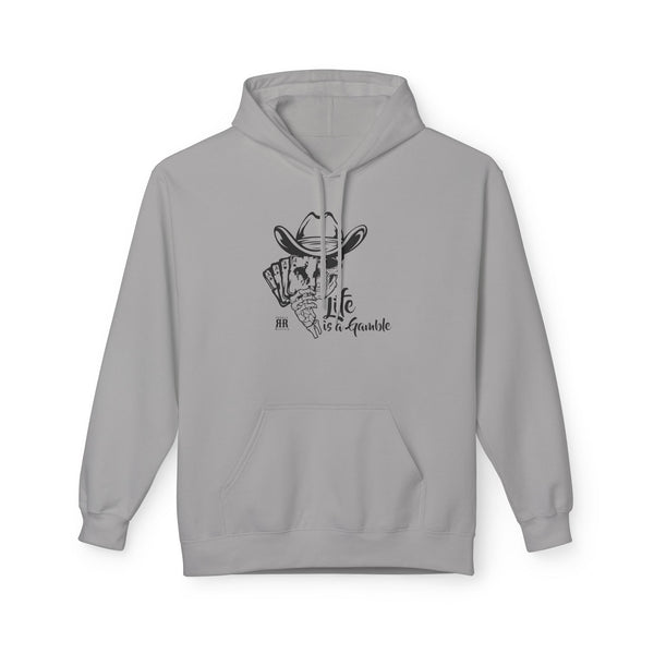 Light gray western wear hoodie with kangaroo pocket and cowboy graphic on chest