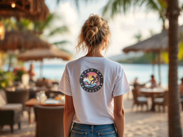 Island Cowboy Adventure Western Wear Graphic T-Shirt in White, back graphic view